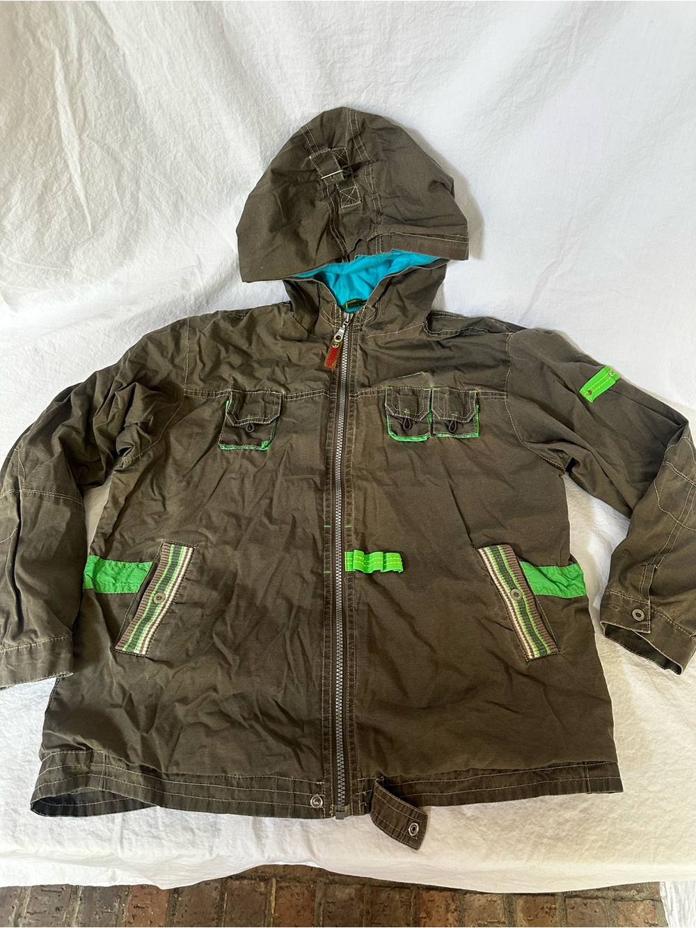 Oilily olive green Kids' Hooded Jacket with Bright Green Trim